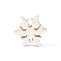 Set of 3 Wood Snowflakes with White Enameled Front