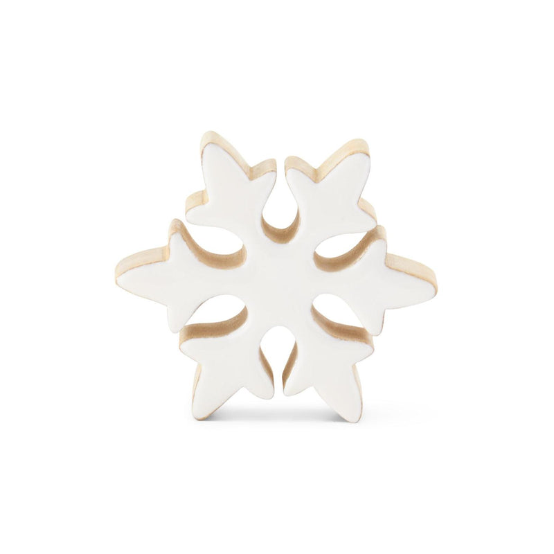 Design Shop Set of 3 Wood Snowflakes W/white Enameled Front