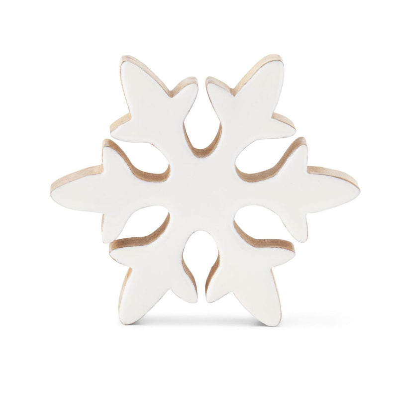 Design Shop Set of 3 Wood Snowflakes W/white Enameled Front
