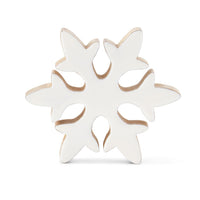 Set of 3 Wood Snowflakes with White Enameled Front