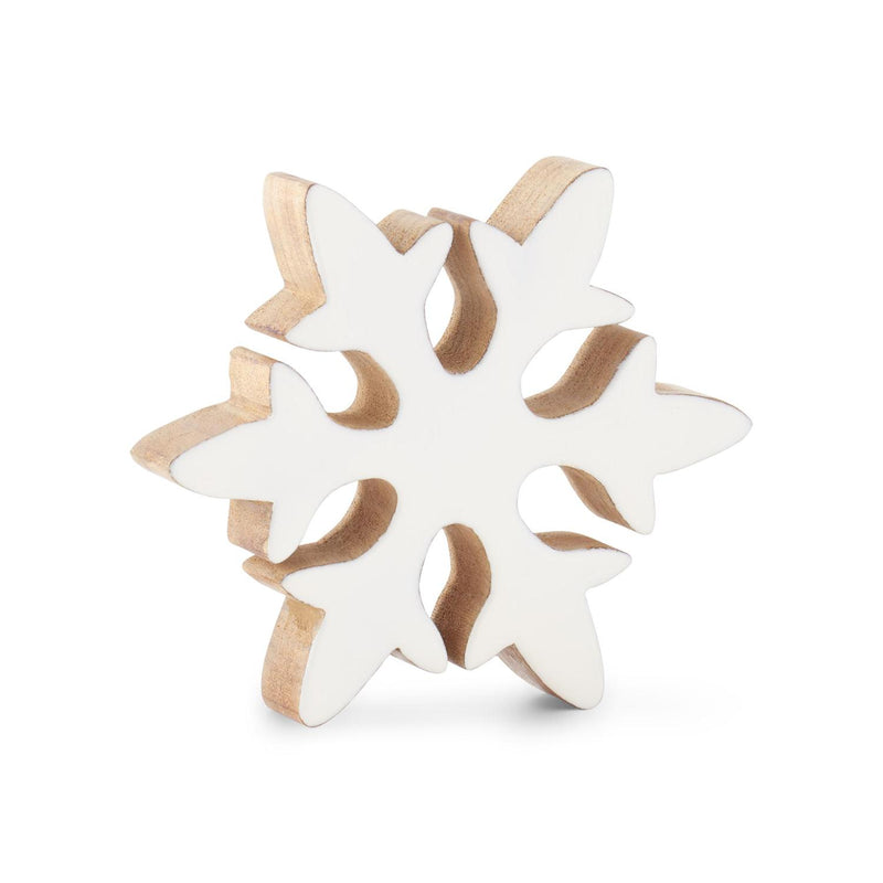 Design Shop Set of 3 Wood Snowflakes W/white Enameled Front