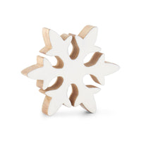 Set of 3 Wood Snowflakes with White Enameled Front