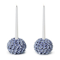 Design Shop Hydrangea Flower Bud Vases / Taper Candleholders - Porcelain, Set of 2.