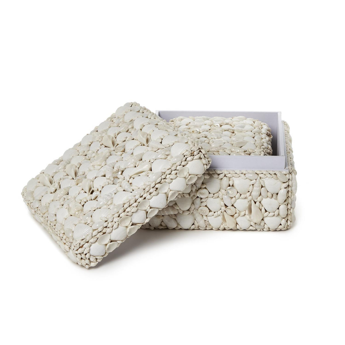 Design Shop Shell Rectangle Boxes - Sea Shell/Plywood, Set of 2.