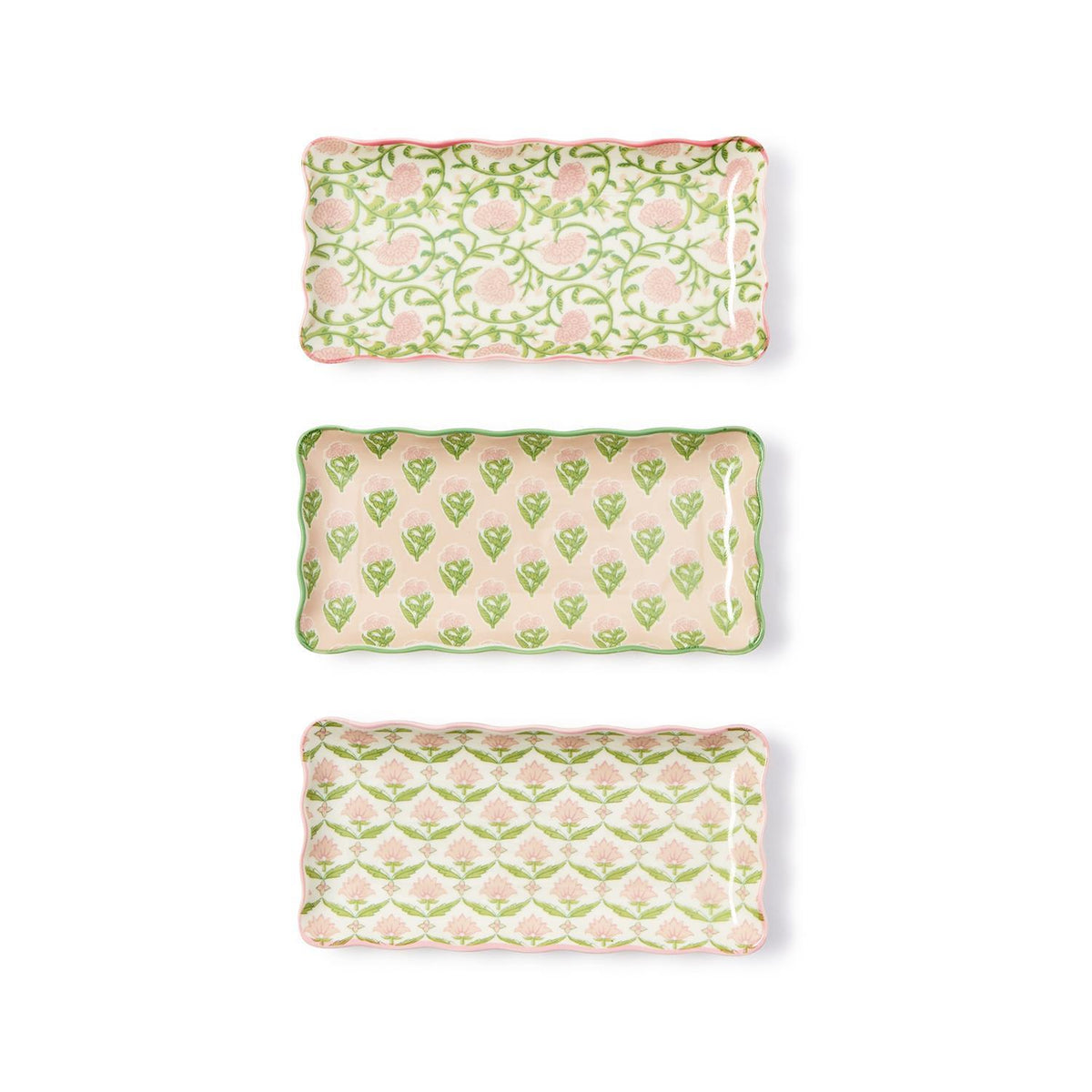 Design Shop Scalloped Edge Trinket Tray - Porcelain, Set of 3.