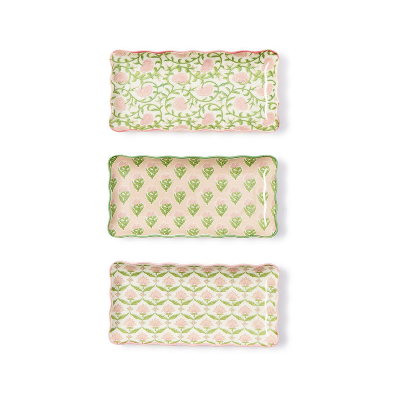 Design Shop Scalloped Edge Trinket Tray - Porcelain, Set of 3.