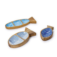 Design Shop Hand-Crafted Fish Trays - Mango Wood/Food Safe Lacquer, Set of 3.
