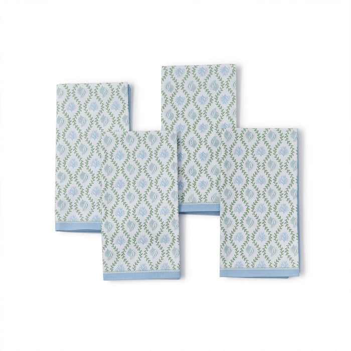 Design Shop Coastal Block Print Cloth Napkins, Set of 4.