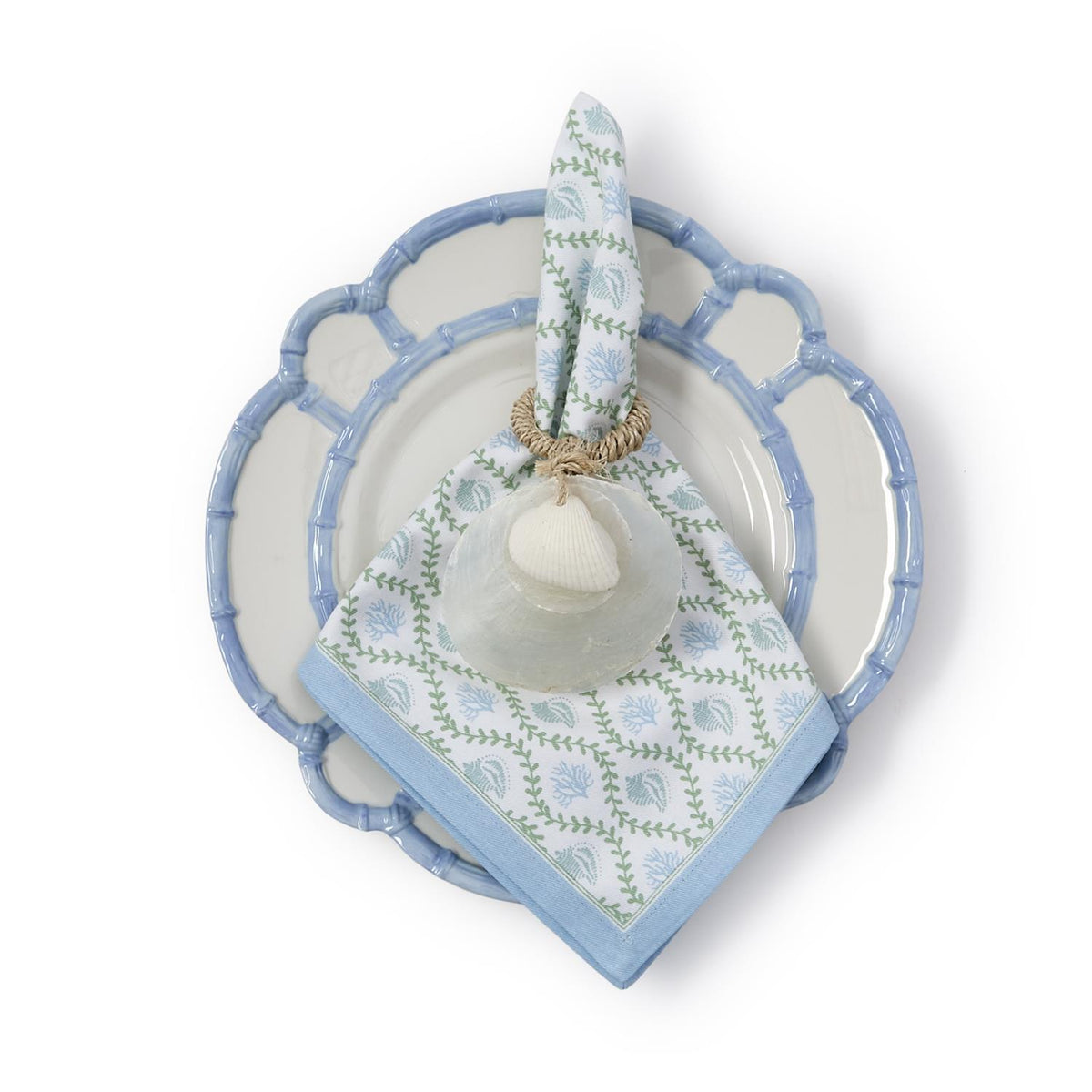 Design Shop Coastal Block Print Cloth Napkins, Set of 4.