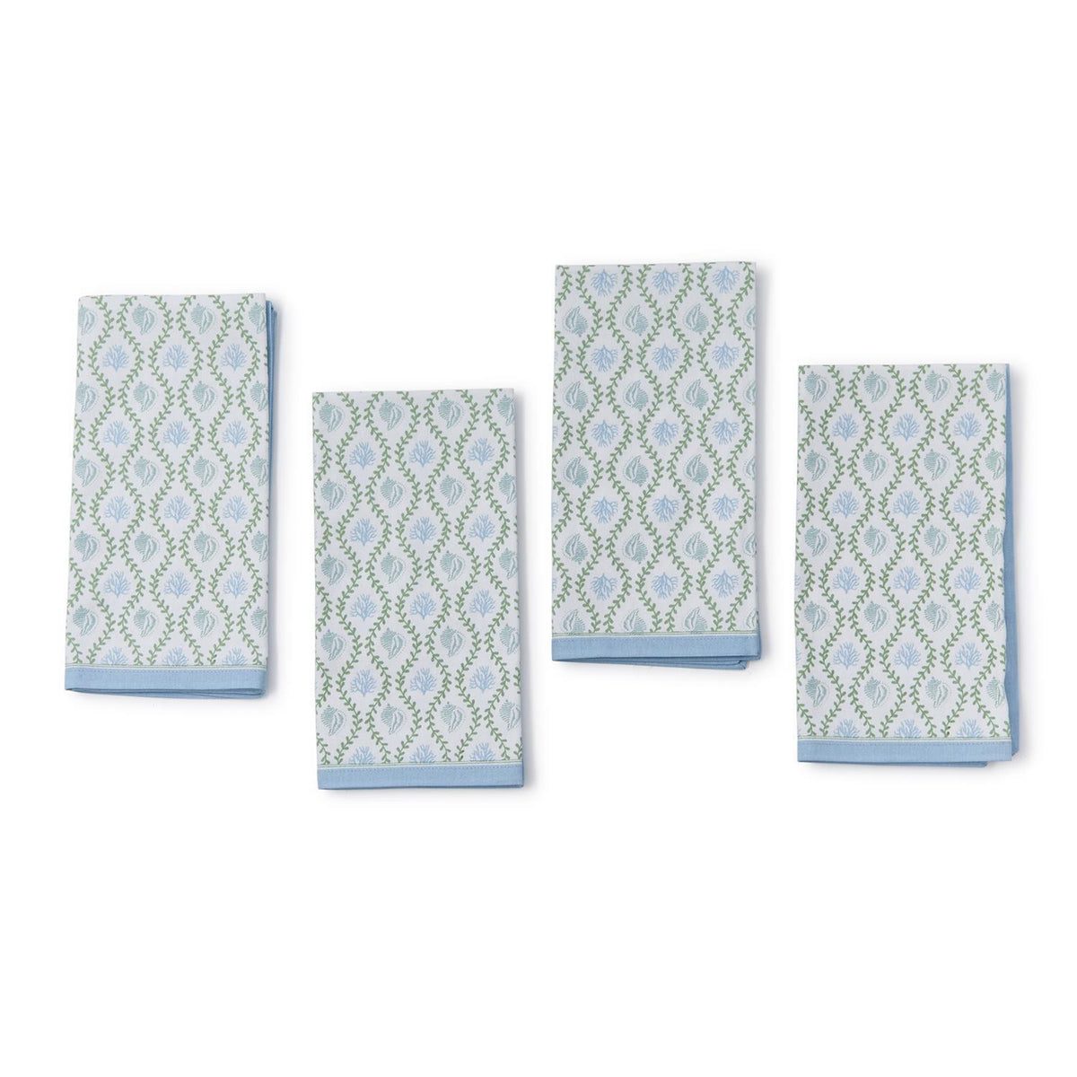 Design Shop Coastal Block Print Cloth Napkins, Set of 4.