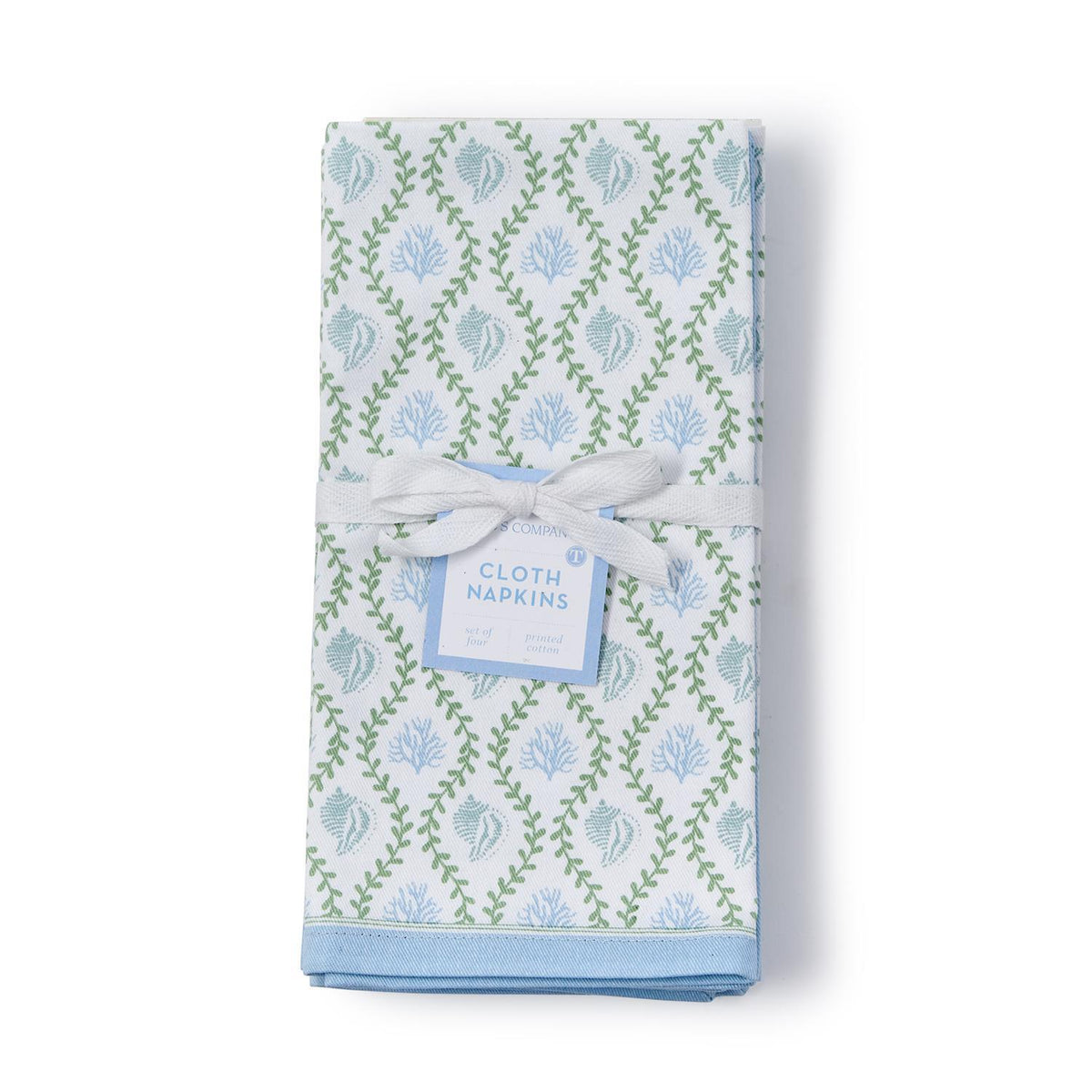 Design Shop Coastal Block Print Cloth Napkins, Set of 4.