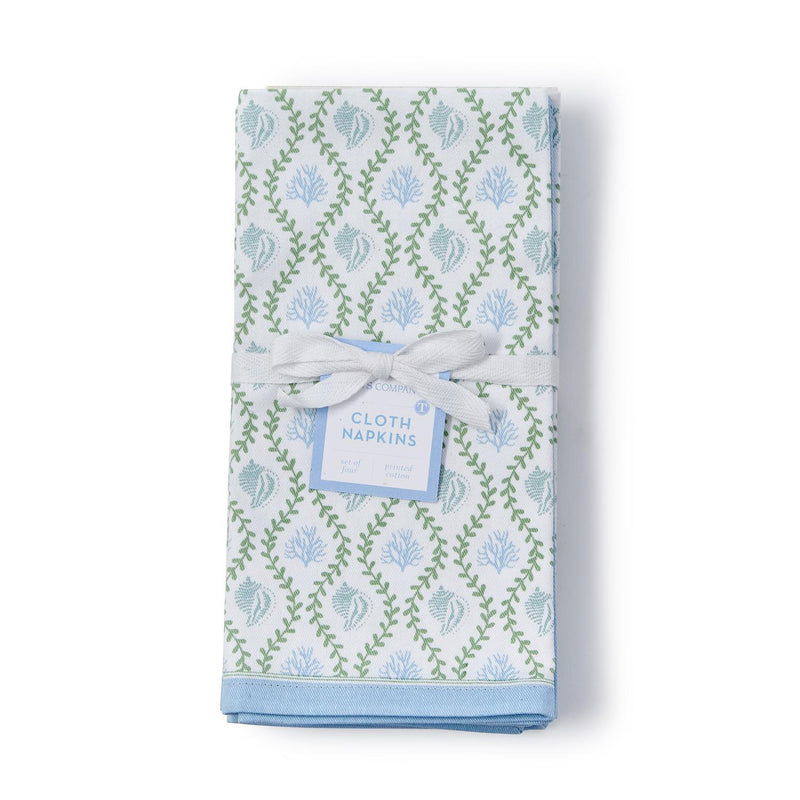 Design Shop Coastal Block Print Cloth Napkins, Set of 4.