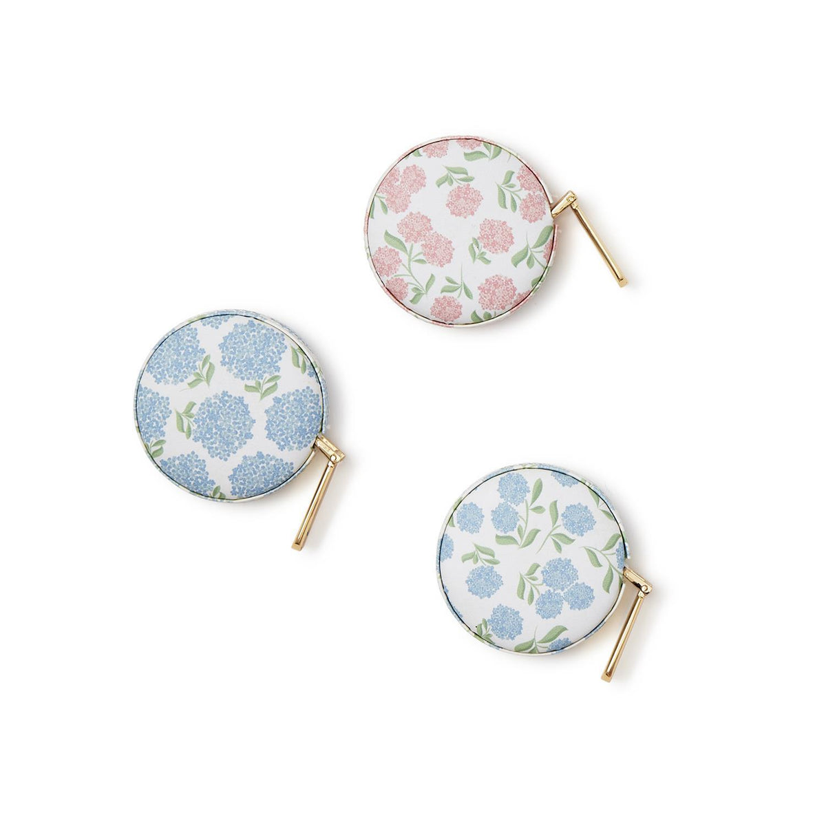 Design Shop Hydrangea Print Measuring Tape - Vegan Leather/Plastic/Metal, Set of 3.