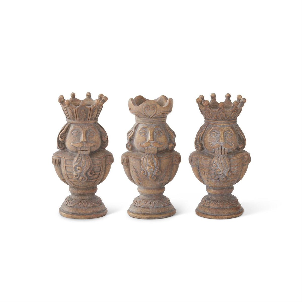 Design Shop Assorted Gray Washed Brown Resin Nutcracker Tealight Candleholders