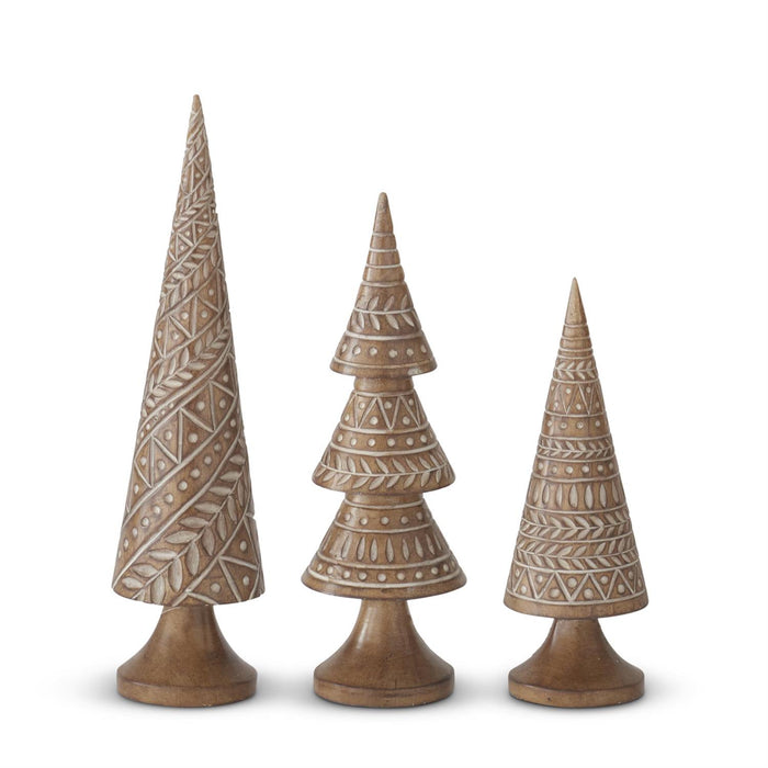 Design Shop Set of 3 Carved Resin Trees