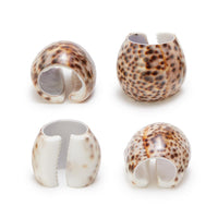 Design Shop Tiger Cowrie Napkin Holders in Natural Jute Pouch - Male Tiger Cowrie Shell/Jute, Set of 4.