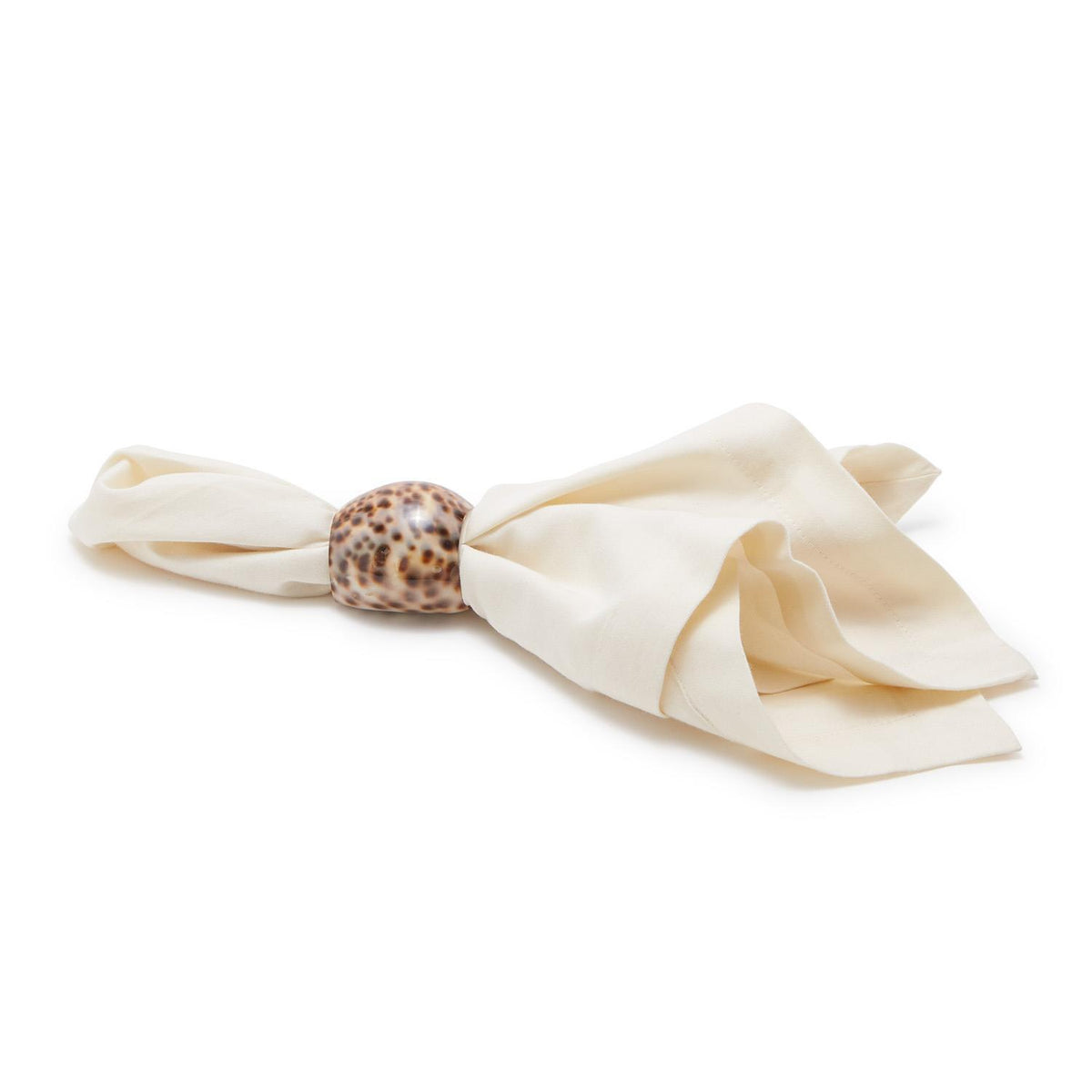 Design Shop Tiger Cowrie Napkin Holders in Natural Jute Pouch - Male Tiger Cowrie Shell/Jute, Set of 4.