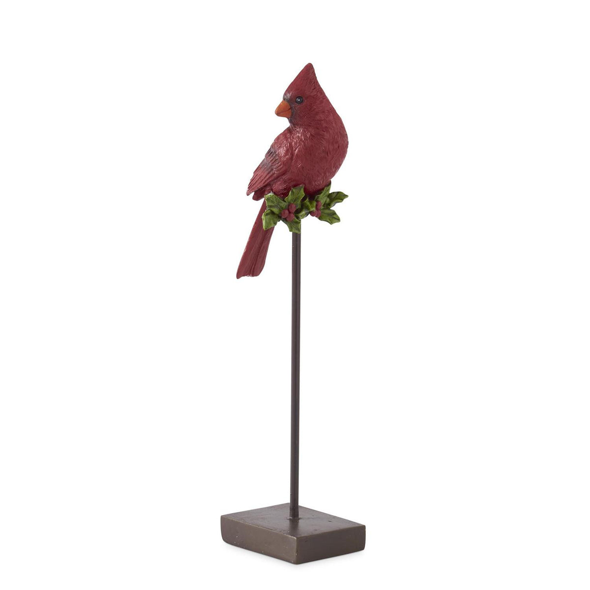Design Shop Set of 3 Resin Cardinals W/holly on Black Metal Spindle