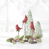 Design Shop Set of 3 Resin Cardinals W/holly on Black Metal Spindle