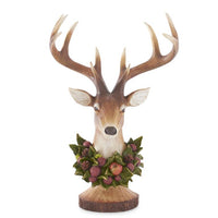 Design Shop 18.5 Inch Resin Wood Grain Deer Bust w/Wreath