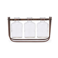 Design Shop Hinged Flower Arranger w/3 Glass Bottle Vases on Metal Stand - Glass/Iron