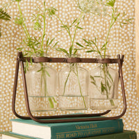 Design Shop Hinged Flower Arranger w/3 Glass Bottle Vases on Metal Stand - Glass/Iron