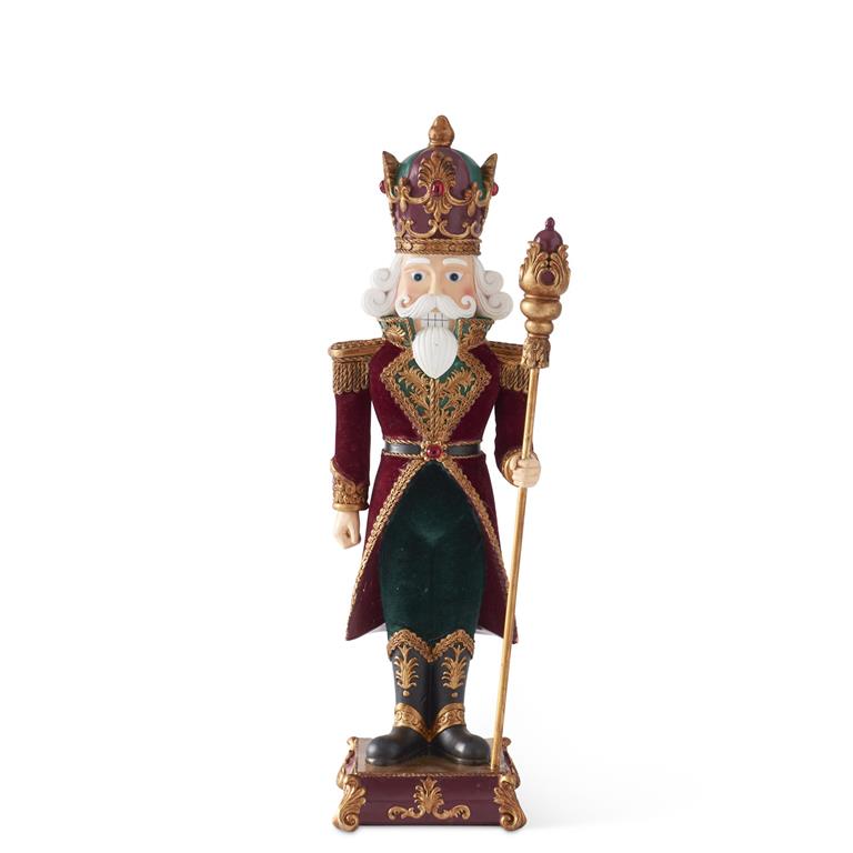 Design Shop 18.25 Inch Burgundy & Green Velvet Coat Resin Soldier w/Staff