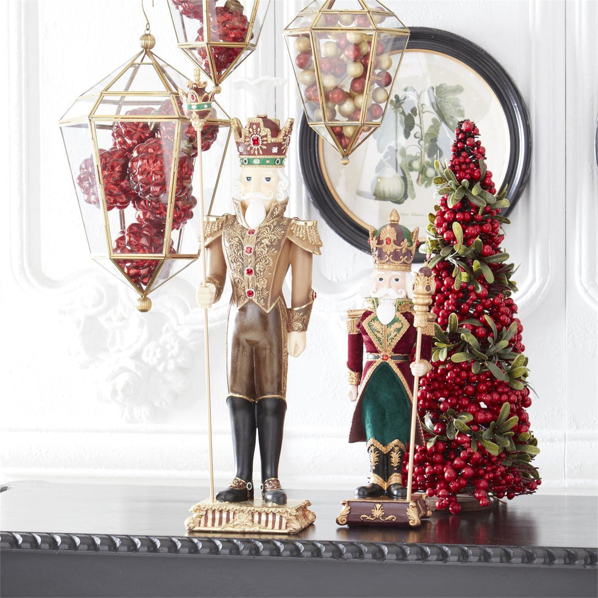 Design Shop 18.25 Inch Burgundy & Green Velvet Coat Resin Soldier w/Staff