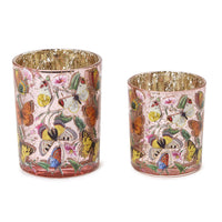 Design Shop Butterfly Silhouette Antiqued Tealight / Votive Candleholders - Glass, Set of 2.