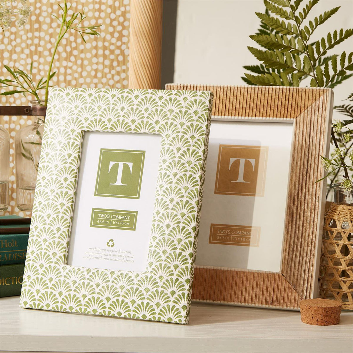 Design Shop Fan Fern Photo Frame - Recycled Paper/MDF/Glass, Set of 2.