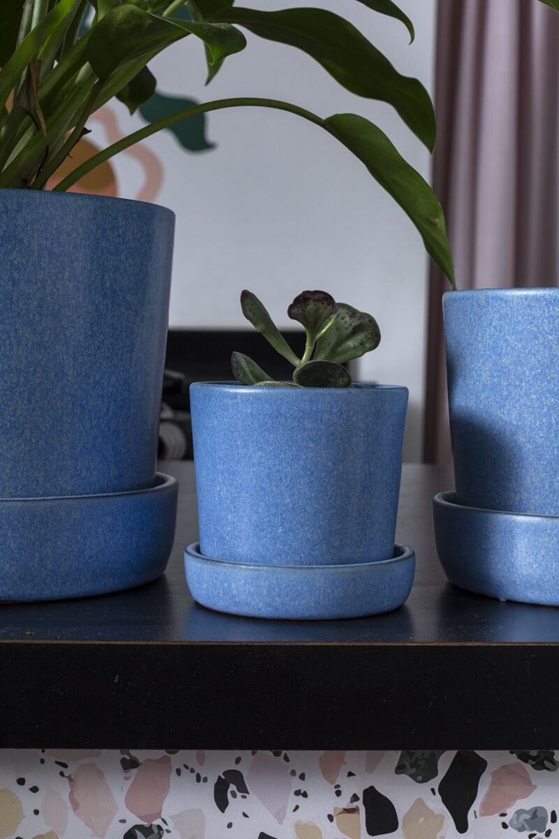 Design Shop Blue Watson Pot, 3.5" X 3.5", Set of 4.