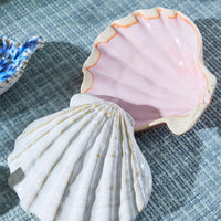 Design Shop Artisanal Reactive Glaze Shell Tidbit Dish / Tray - Stoneware, Set of 3.