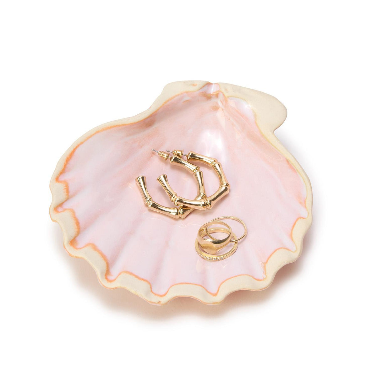 Design Shop Artisanal Reactive Glaze Shell Tidbit Dish / Tray - Stoneware, Set of 3.