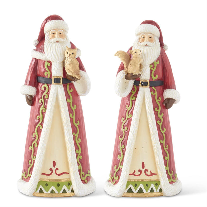 Design Shop Assorted Red Cream & Green Resin Santas. Set of 2.