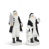 Design Shop Assorted Black Velvet Resin Santas Set of 2.
