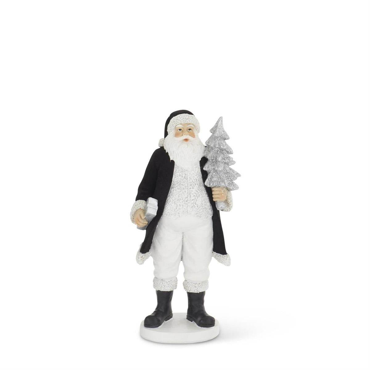 Design Shop Assorted Black Velvet Resin Santas Set of 2.