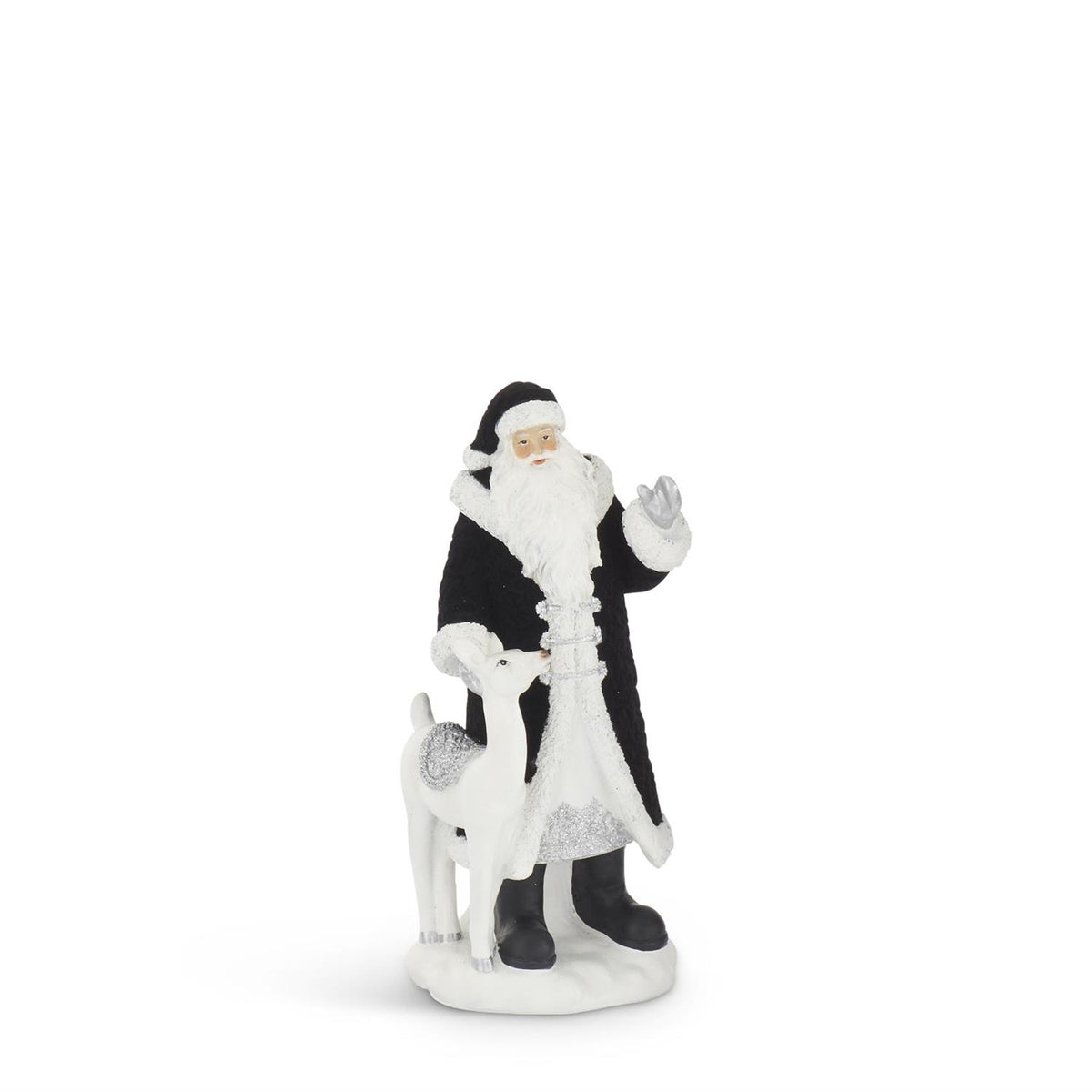 Design Shop Assorted Black Velvet Resin Santas Set of 2.