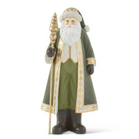 Design Shop 16.5 Inch Sage Green Velvet Santa w/Christmas Tree Staff