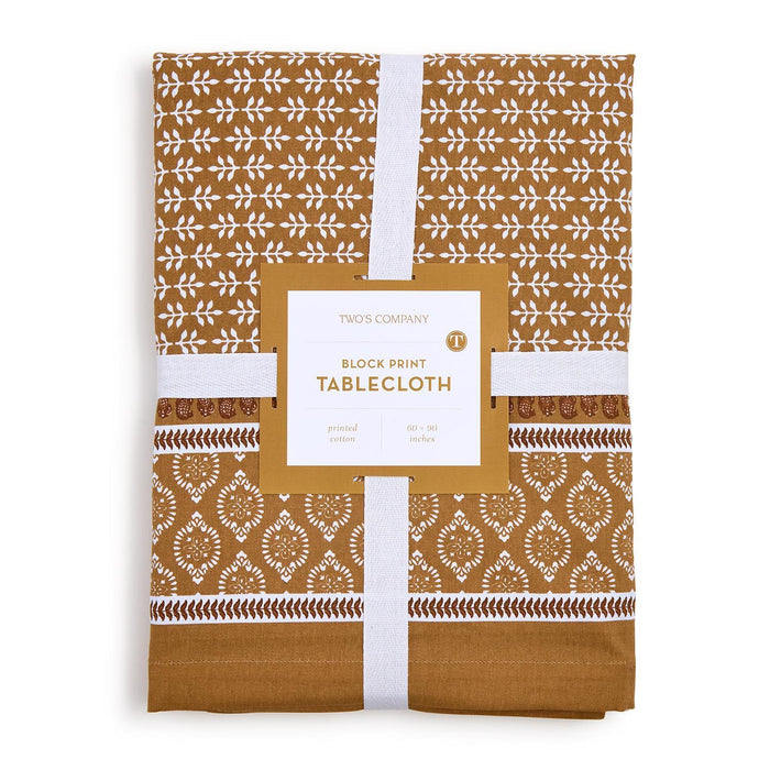 Design Shop Natural Elements Block Print Design Tablecloths - Cotton, Set of 2.
