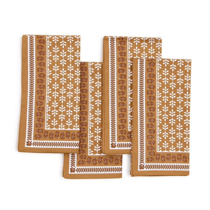 Design Shop Natural Elements Block Print Design Cloth Napkins - Cotton, Set of 4.
