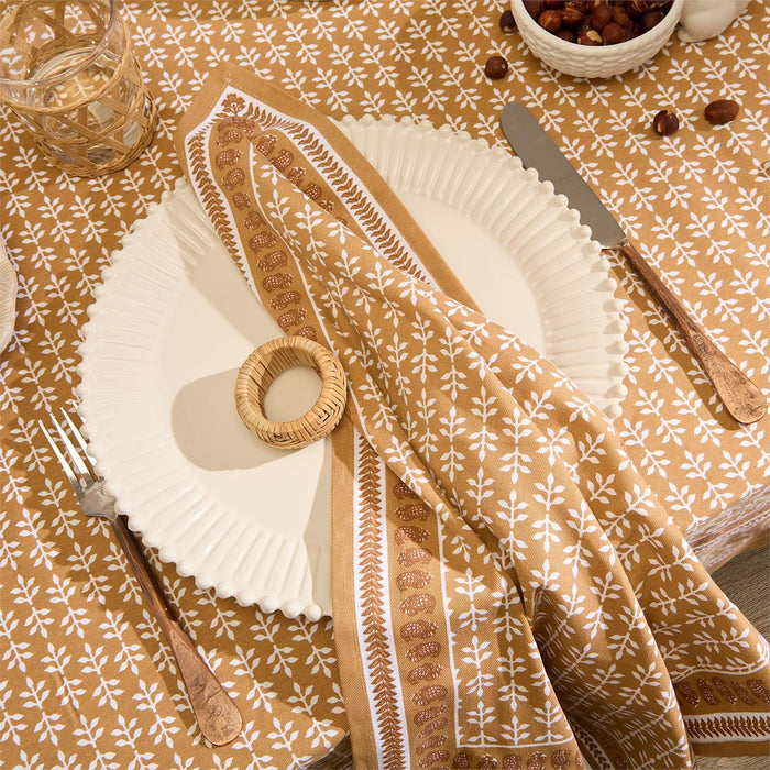 Design Shop Natural Elements Block Print Design Cloth Napkins - Cotton, Set of 4.