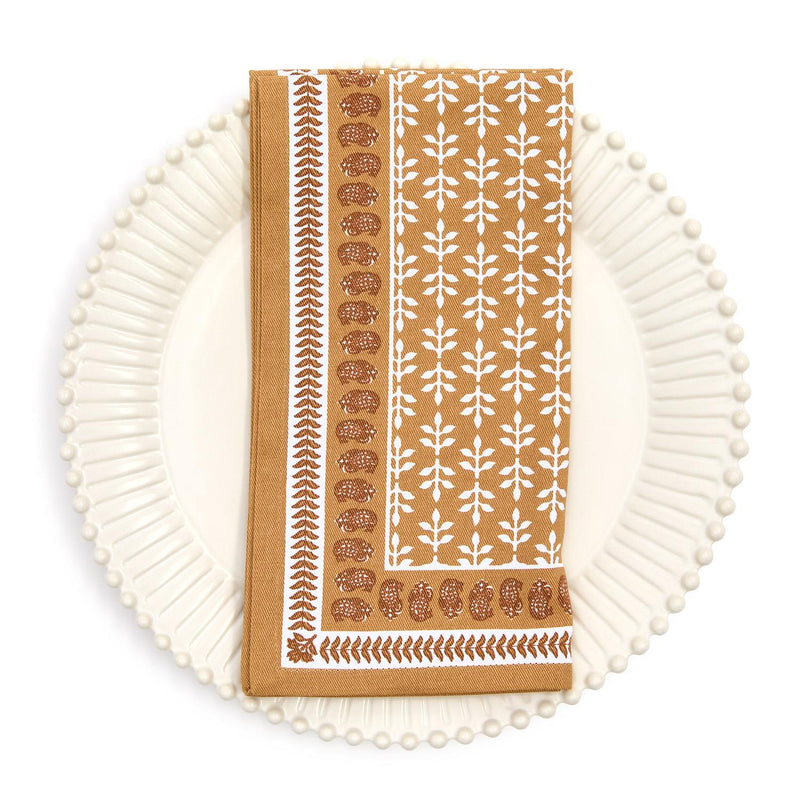 Design Shop Natural Elements Block Print Design Cloth Napkins - Cotton, Set of 4.