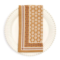 Design Shop Natural Elements Block Print Design Cloth Napkins - Cotton, Set of 4.