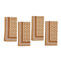 Design Shop Natural Elements Block Print Design Cloth Napkins - Cotton, Set of 4.
