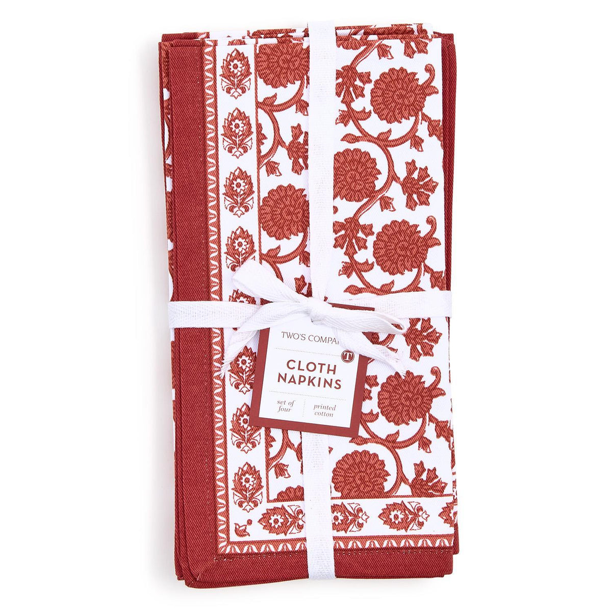 Design Shop Botanica Block Print Design Cloth Napkins, Set of 4.
