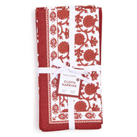 Design Shop Botanica Block Print Design Cloth Napkins, Set of 4.