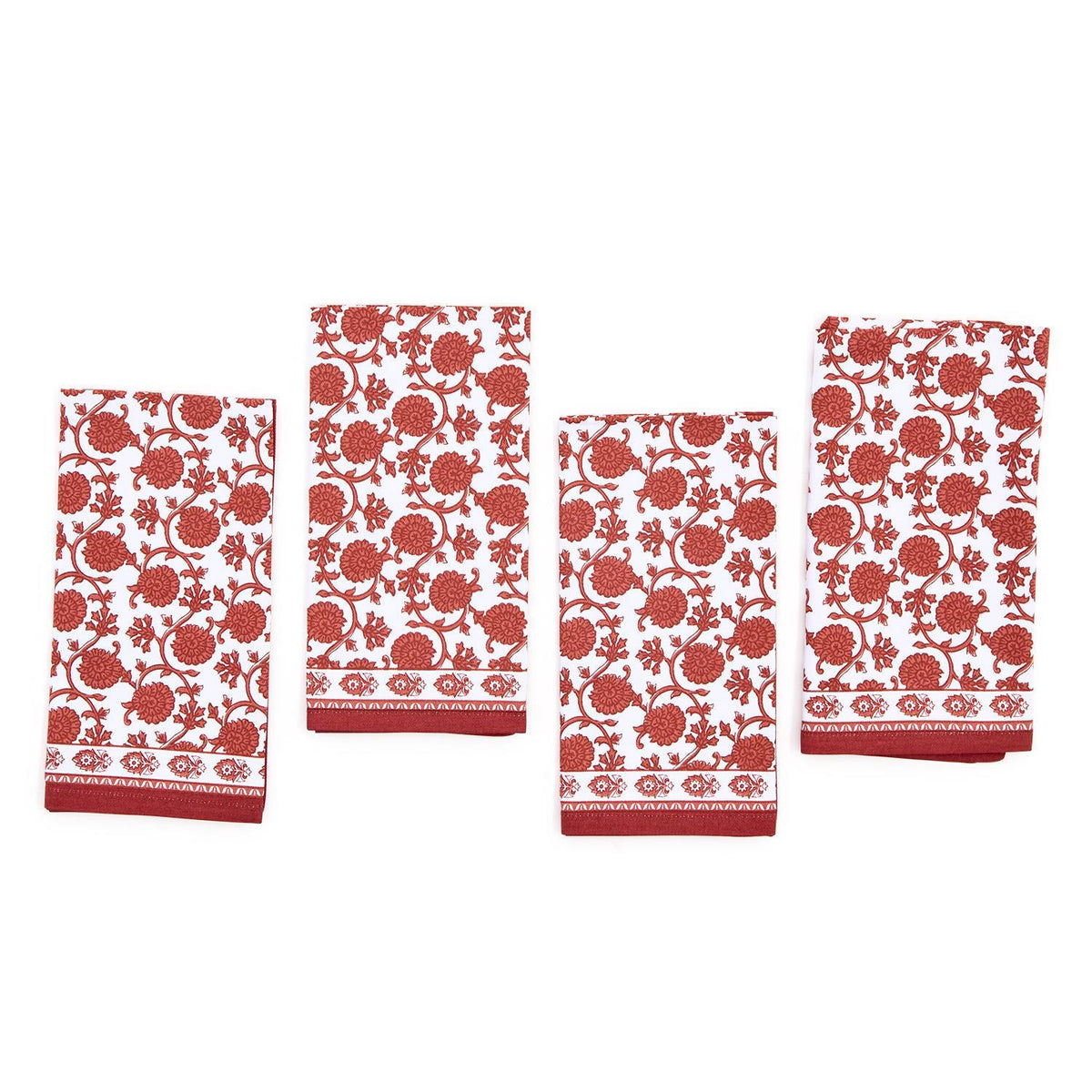 Design Shop Botanica Block Print Design Cloth Napkins, Set of 4.