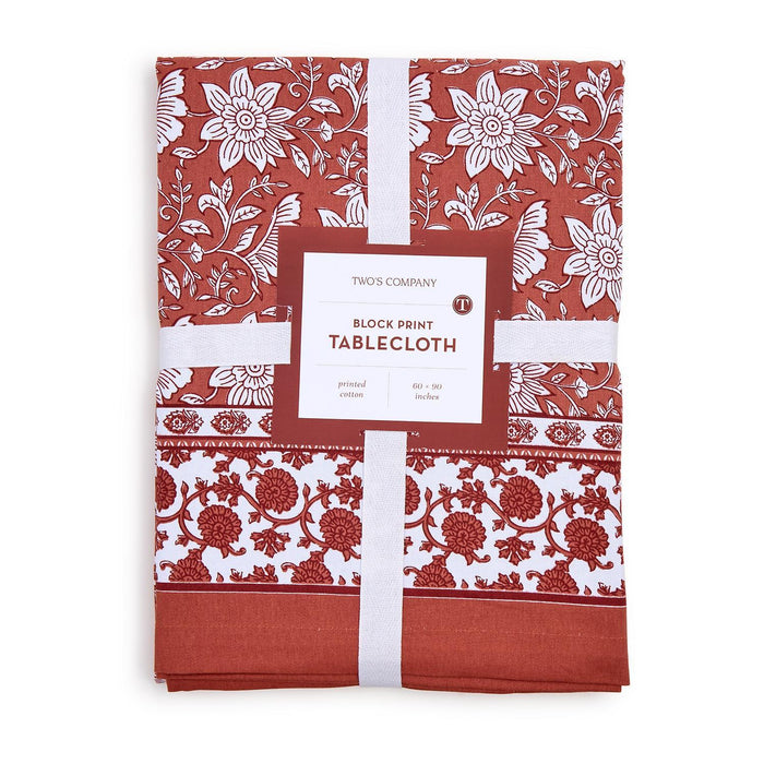 Design Shop Botanica Block Print Design Tablecloths - Cotton, Set of 2.