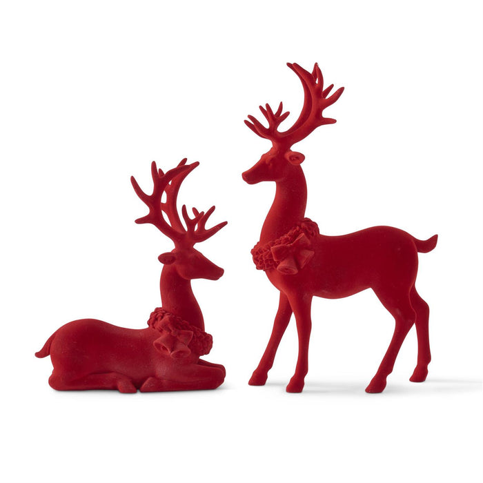 Design Shop Set of 2 Red Velvet Resin Reindeers