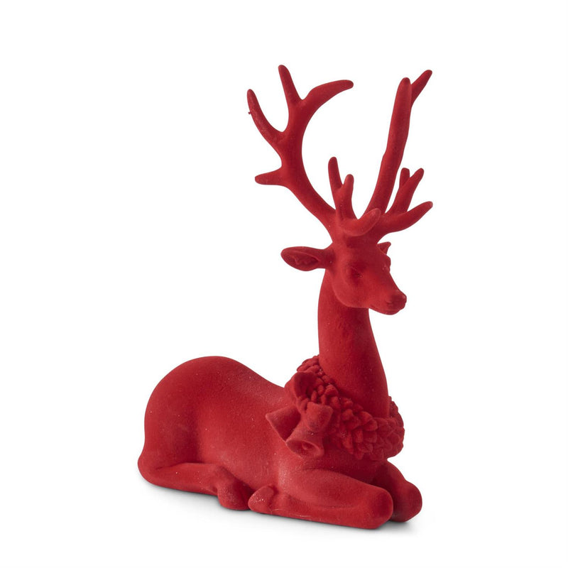 Design Shop Set of 2 Red Velvet Resin Reindeers